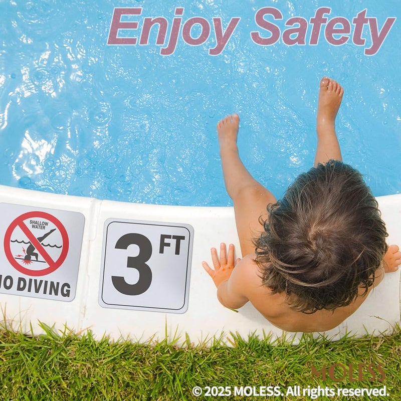 MOLESS 3FT Pool Depth Marker Stickers – 6x6″ Anti-Slip Vinyl Tile Stickers for Swimming Pool Safety Signs, Adhesive Pool Depth Markers for Decks, 3 FT (1 Pack) - Image 5